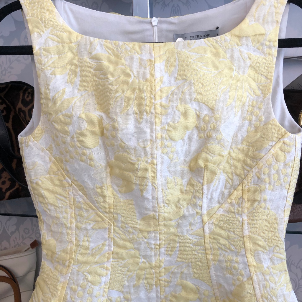 D Exterior Yellow Floral Print Jacquard Dress
